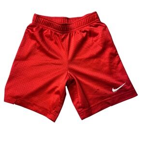 Nike Shorts Boys 6 Red Mesh Athletic Basketball‎ Swoosh 6650-U10